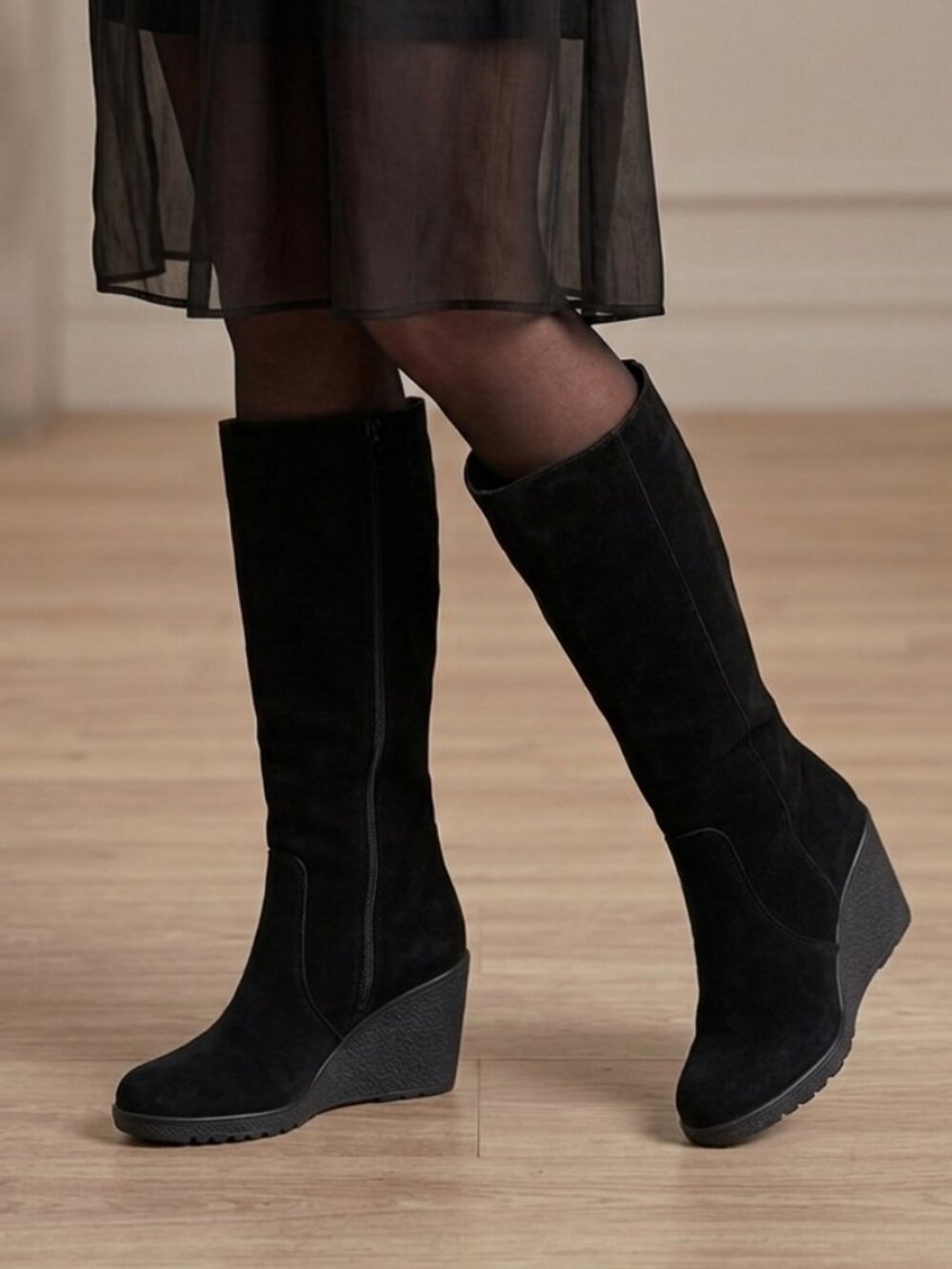 La Canadienne Waterproof Suede Wedge Fur Lining